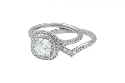 Tiffany & Co. Platinum Soleste Engagement Ring Set 1.22ct GIA Certified H VVS1