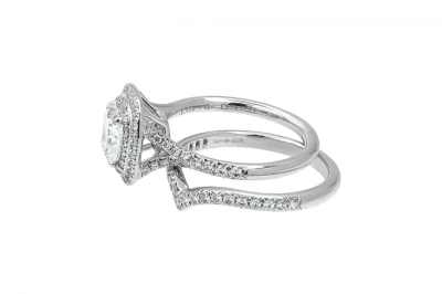 Tiffany & Co. Platinum Soleste Engagement Ring Set 1.22ct GIA Certified H VVS1